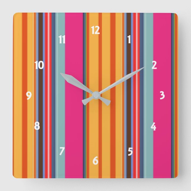 Horloge Carrée Couleur Lumineuse Multicouleur Grandes Modernes (Recto)