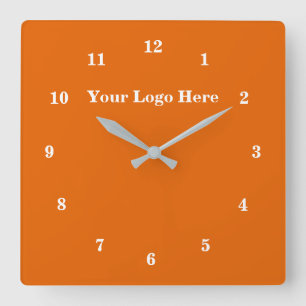 Horloge Carrée Couleur orange - Personnalisable - Ajouter votre l