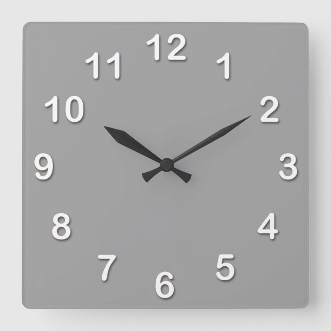 Horloge Carrée Couleur solide : gris foncé (Recto)