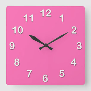 Horloge Carrée Couleur solide : Rose chaud #2