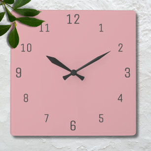 Horloge Carrée Couleur solide rose Rose   Classique   Élégant