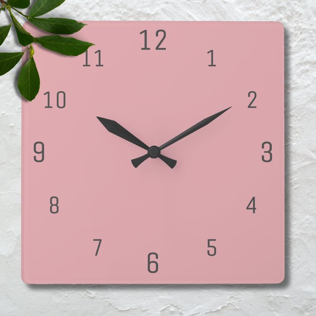 Horloge Carrée Couleur solide rose Rose | Classique | Élégant (Créateur téléchargé)