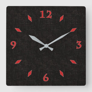 Horloge Carrée Couleur solide texturée noire