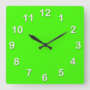 Horloge Carrée Couleur unie : vert citron