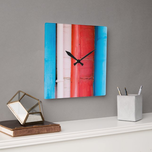 Horloge Carrée Couleurs caribéennes - abstrait (Bureau)