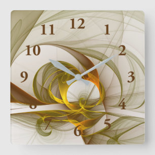 Horloge Carrée Couleurs Métalliques Précieuses Abstraites Moderne