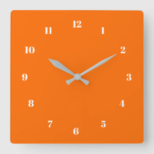 Horloge Carrée Couleurs personnalisées Numéros Police Orange pers