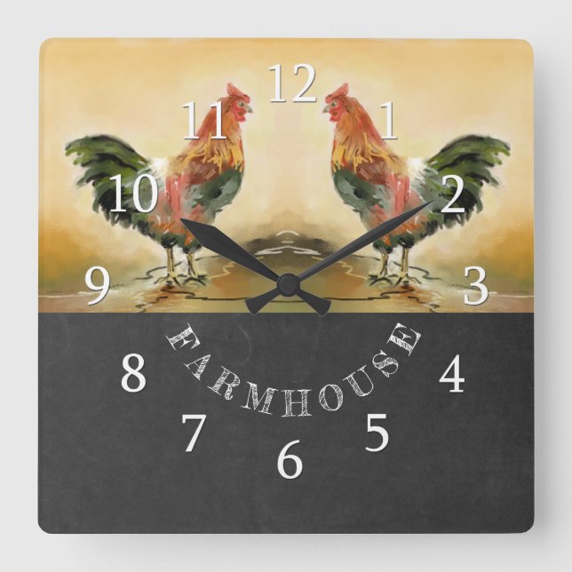 Horloge Carrée Country Roster Chalkboard Farmhouse (Recto)
