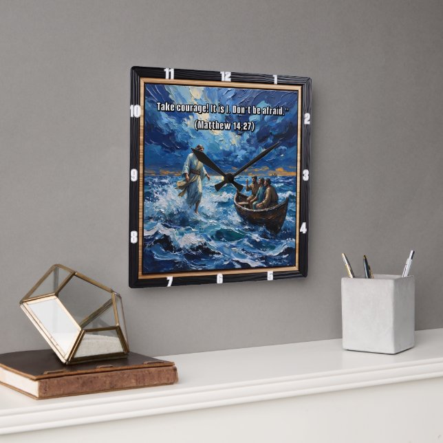 Horloge Carrée Courageous Faith: Walk on Water (Bureau)