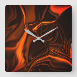 Horloge Carrée Courbes ou ondulations corail, sur fond sombre