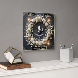 Horloge Carrée Couronne de papier sophistiquée pour l'amour