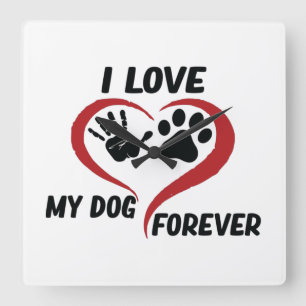 Horloge Carrée Coussin de lancer J'aime mon chien