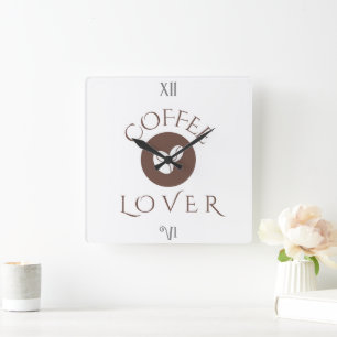 Horloge Carrée Coussin décoratif pour amateur de café – Cadeau po