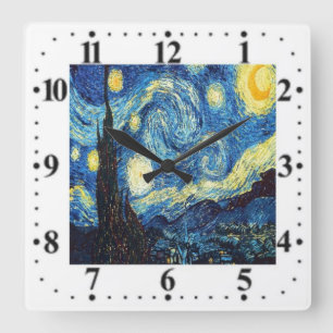 Horloge Carrée Couverture nocturne de Vincent Van Gogh