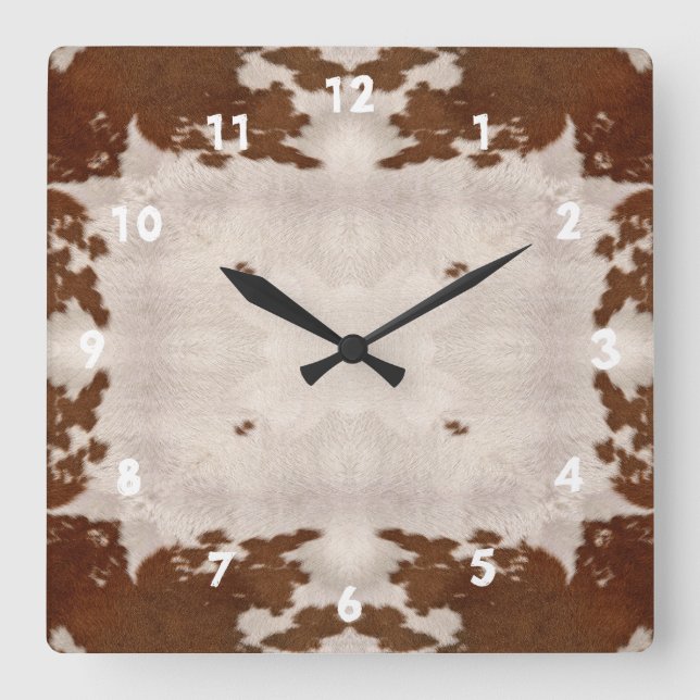 Horloge Carrée Cow Hide Pattern clock (Recto)