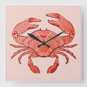 Horloge Carrée Crabe de style