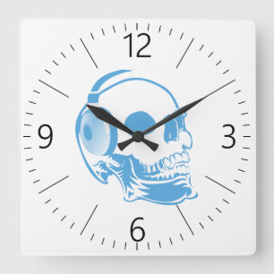Horloge Carrée Crâne avec casque