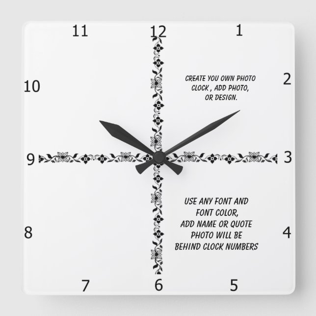 HORLOGE CARRÉE CREATE YOUR   CLOCK SQUARE WALL (Recto)