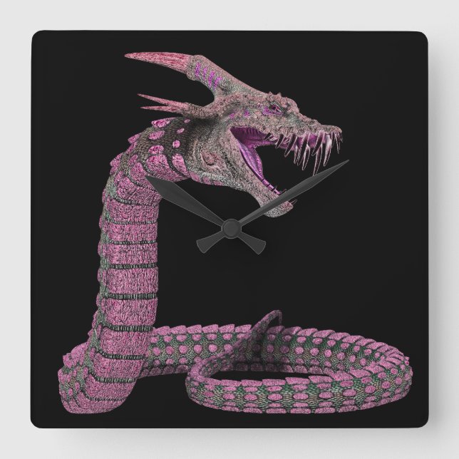 Horloge Carrée Creature Snake Pink (Recto)