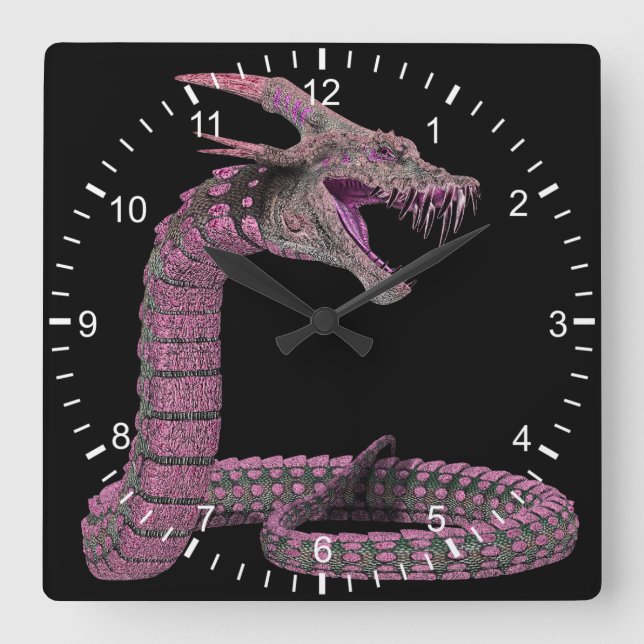 Horloge Carrée Creature Snake Pink (Recto)