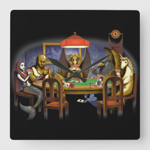Horloge Carrée Créatures Mythiques Jouer Au Poker