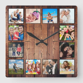 Horloge Carrée Créer Votre Collage Photo Personnalisé Rustic Farm