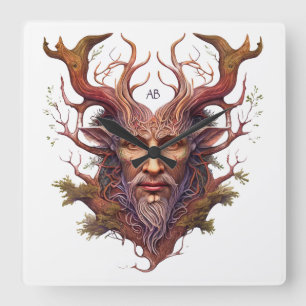 Horloge Carrée Créez vos propres Faux en 3D Bois sculptés Faun en