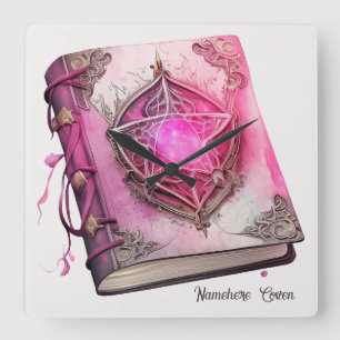 Horloge Carrée Créez vos propres fleurs rose Pentacle