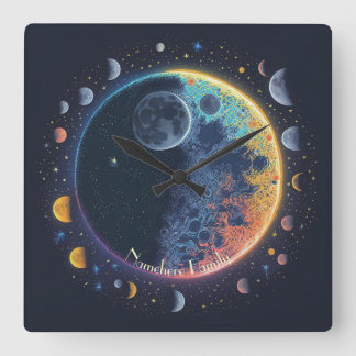 Horloge Carrée Créez vos propres lunes arc-en-ciel magiques