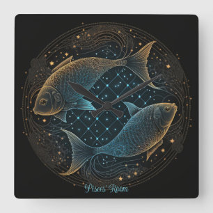 Horloge Carrée Créez votre propre astrologie mystique Poissons Zo