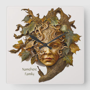Horloge Carrée Créez Votre Propre Beau Dryad D'Or