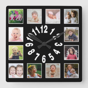 Horloge Carrée Créez votre propre collection de photos de famill