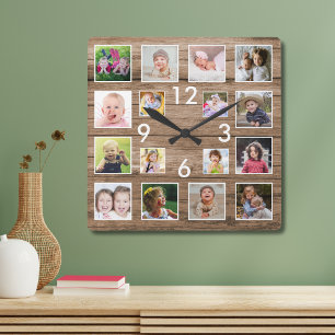 Horloge Carrée Créez votre propre collection de photos de famille