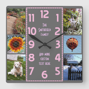 Horloge Carrée Créez votre propre collection de photos Deco 6 Gr
