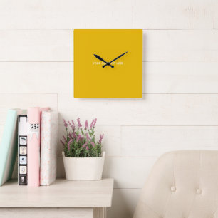 Horloge Carrée Créez Votre Propre Conception Personnalisée Jaune