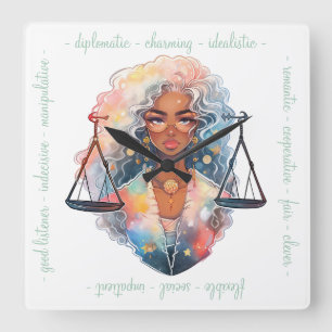 Horloge Carrée Créez Votre Propre Femme Afro-Américaine Balance