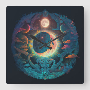Horloge Carrée Créez votre propre Lune Bleue Magique