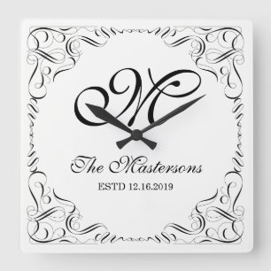 Horloge Carrée Créez Votre Propre Monogramme De Mariage Élégant E