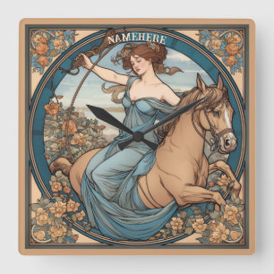 Horloge Carrée Créez votre propre Sagittaire Art Nouveau