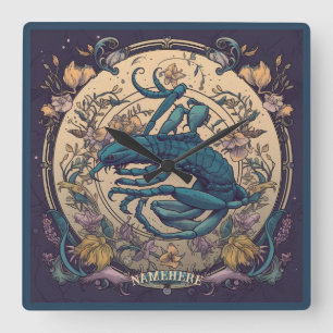 Horloge Carrée Créez votre propre Scorpio Art Nouveau Zodiac