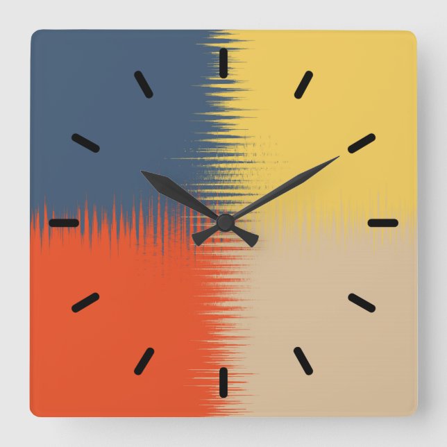 Horloge Carrée Crème jaune de la marine orange (Recto)