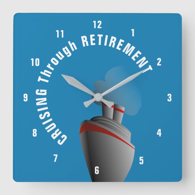 Horloge Carrée Croisière À Travers La Retraite Riche Aqua (Recto)