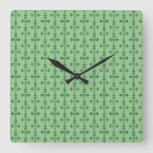 Horloge Carrée Croix Chrétienne Classique Art Minimaliste Fin