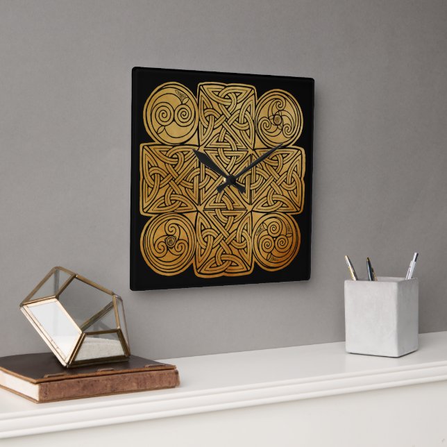 Horloge Carrée Croix de nouage celtique (Bureau)