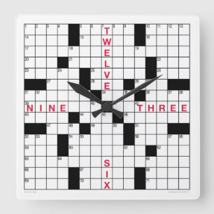 Horloge Carrée Crossword Clock with downloadable puzzle