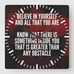 Horloge Carrée Croyez En Vous - Motivation de l'entraînement