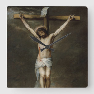 Horloge Carrée Crucifixation de l'horloge murale de Jésus