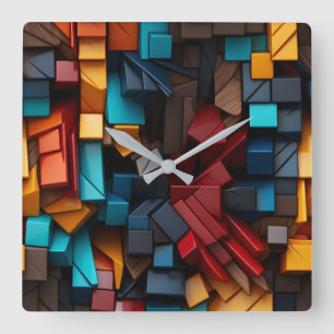 Horloge Carrée Cubes primaires