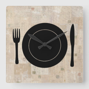 Horloge Carrée Cuillère à soupe Cuillère à soupe Vintage