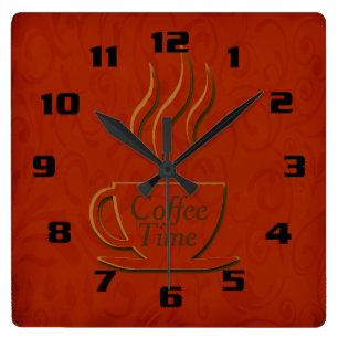 Horloge Carrée Cuisine Belle de Coffee Time